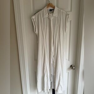 GAP White Short-Sleeve Button-Front Shirt Dress